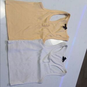 Forever 21 Cream and White Tank Tops